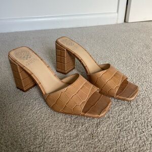 Vince camuto tan croc block heels